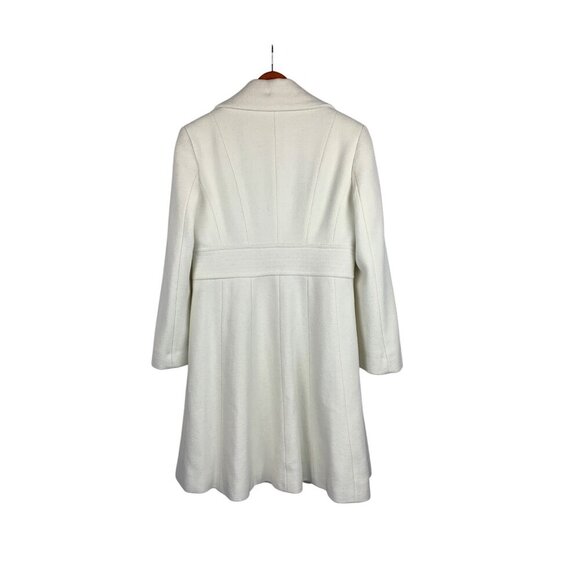 White House Black Market Womens White Wool Blend Coat With Belt & Large Collar - Picture 2 of 4